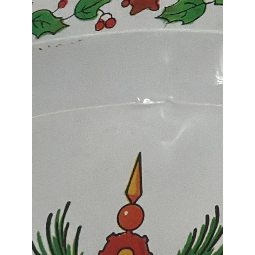 Vintage Ullman Co Christmas Tree Round Tin Serving Tray 13 Inch Holiday Decor